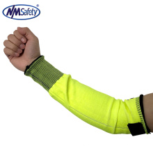 NMSAFETY Hi-viz yellow Cut Resistant  HPPE Knit  Arm Protection Sleeves with buckle